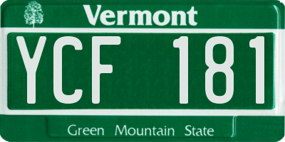 VT license plate YCF181