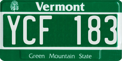 VT license plate YCF183