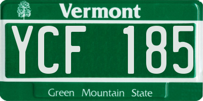 VT license plate YCF185
