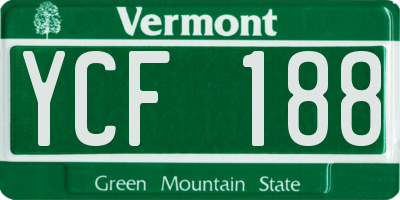 VT license plate YCF188