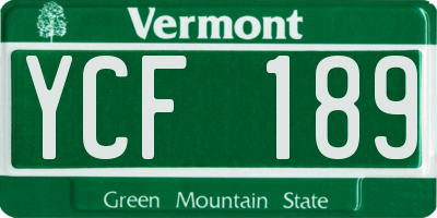 VT license plate YCF189