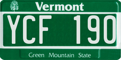 VT license plate YCF190
