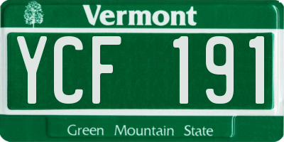 VT license plate YCF191