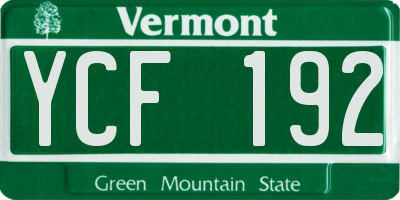 VT license plate YCF192