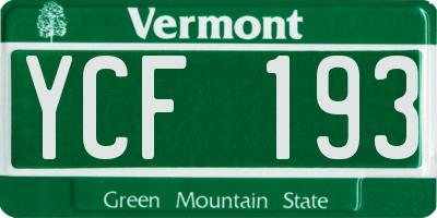 VT license plate YCF193