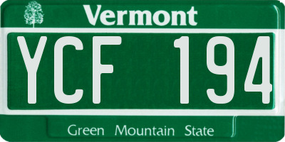 VT license plate YCF194
