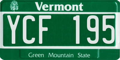 VT license plate YCF195