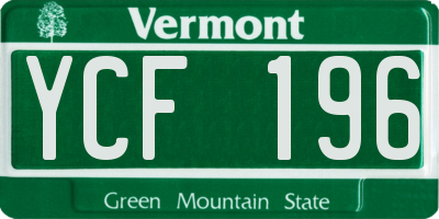 VT license plate YCF196