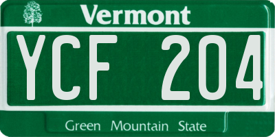 VT license plate YCF204