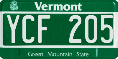 VT license plate YCF205