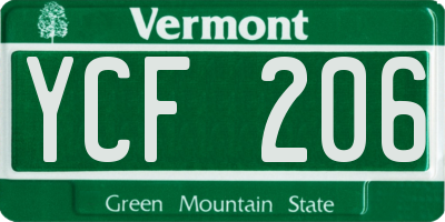 VT license plate YCF206
