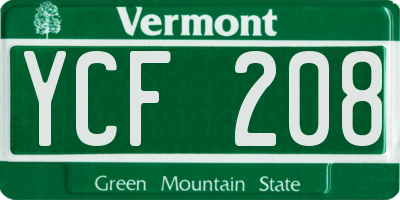 VT license plate YCF208