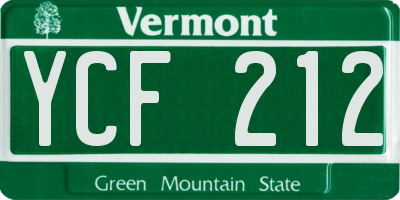 VT license plate YCF212