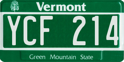 VT license plate YCF214