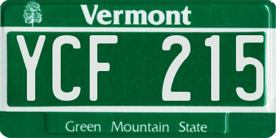 VT license plate YCF215