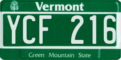 VT license plate YCF216