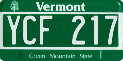 VT license plate YCF217