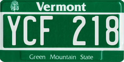 VT license plate YCF218
