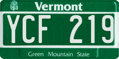 VT license plate YCF219