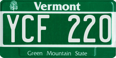 VT license plate YCF220