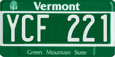 VT license plate YCF221