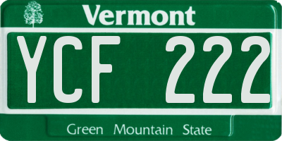 VT license plate YCF222