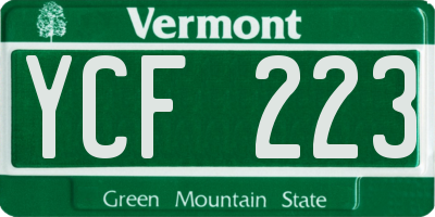 VT license plate YCF223