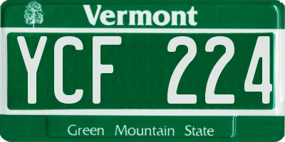VT license plate YCF224