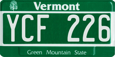 VT license plate YCF226