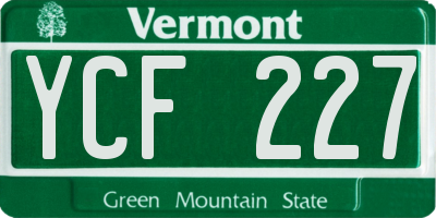 VT license plate YCF227