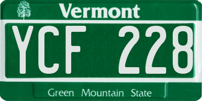 VT license plate YCF228