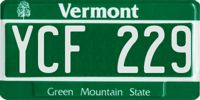 VT license plate YCF229