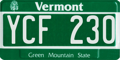 VT license plate YCF230
