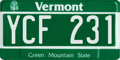 VT license plate YCF231