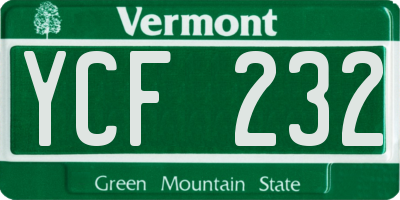 VT license plate YCF232