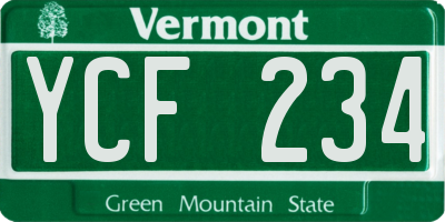 VT license plate YCF234