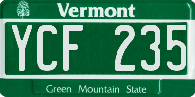 VT license plate YCF235