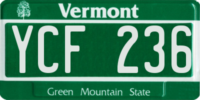 VT license plate YCF236