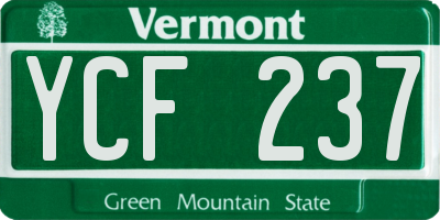 VT license plate YCF237
