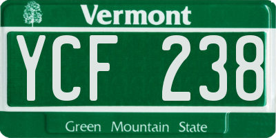 VT license plate YCF238