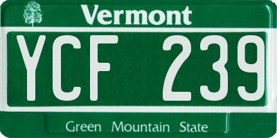 VT license plate YCF239