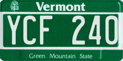 VT license plate YCF240