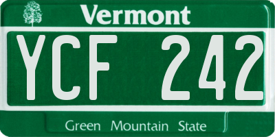 VT license plate YCF242