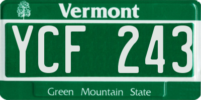 VT license plate YCF243