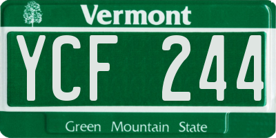 VT license plate YCF244