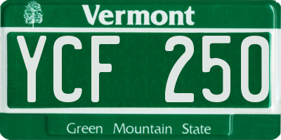 VT license plate YCF250