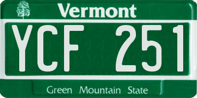 VT license plate YCF251