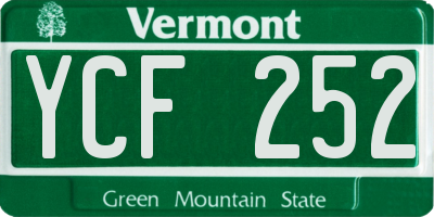 VT license plate YCF252