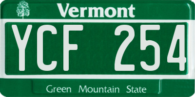 VT license plate YCF254