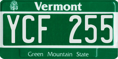 VT license plate YCF255